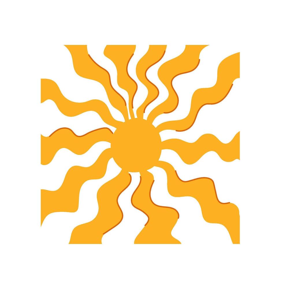 bright sun groovy cartoon illustration vector