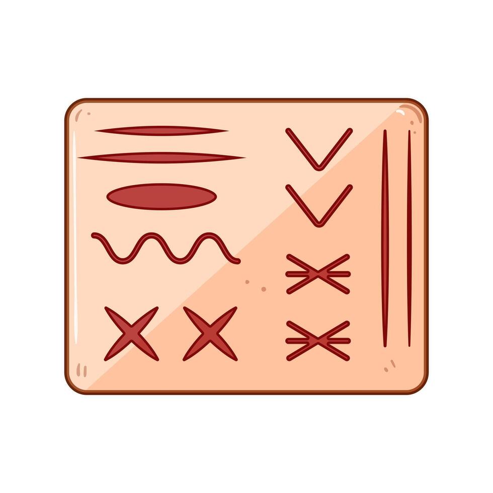 stitching suture practice pad cartoon illustration vector
