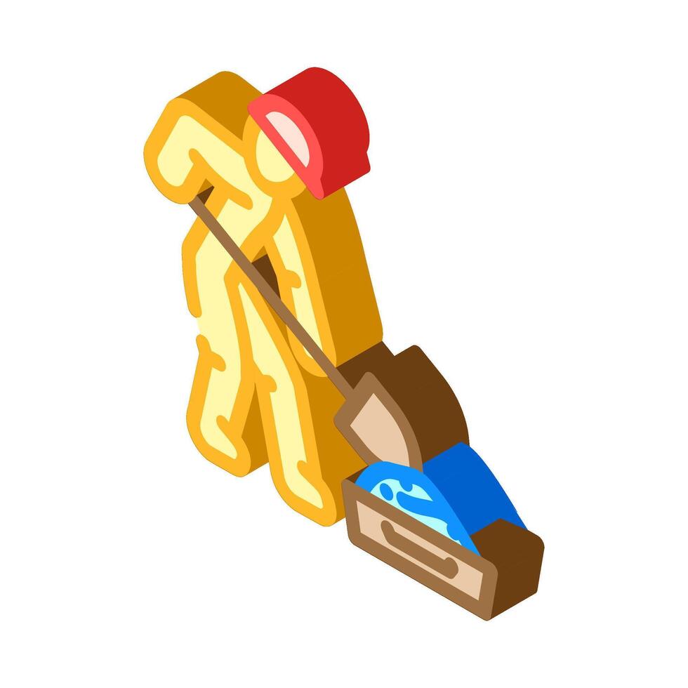 worker mixing cement isometric icon illustration vector