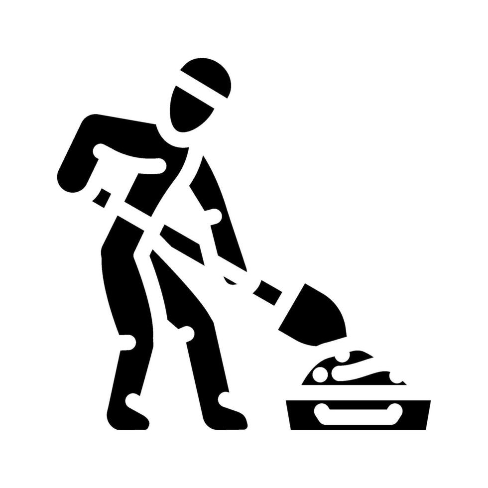 worker mixing cement glyph icon illustration vector
