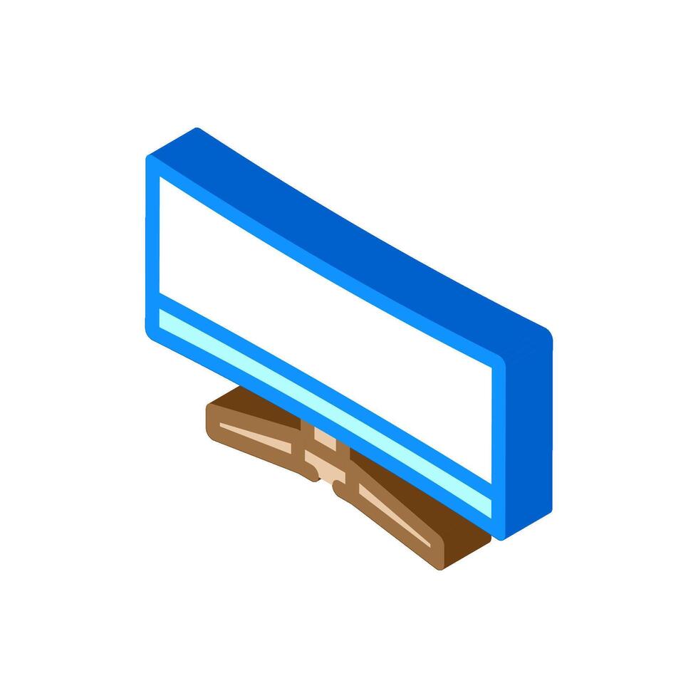 ultra wide monitor gaming pc isometric icon illustration vector