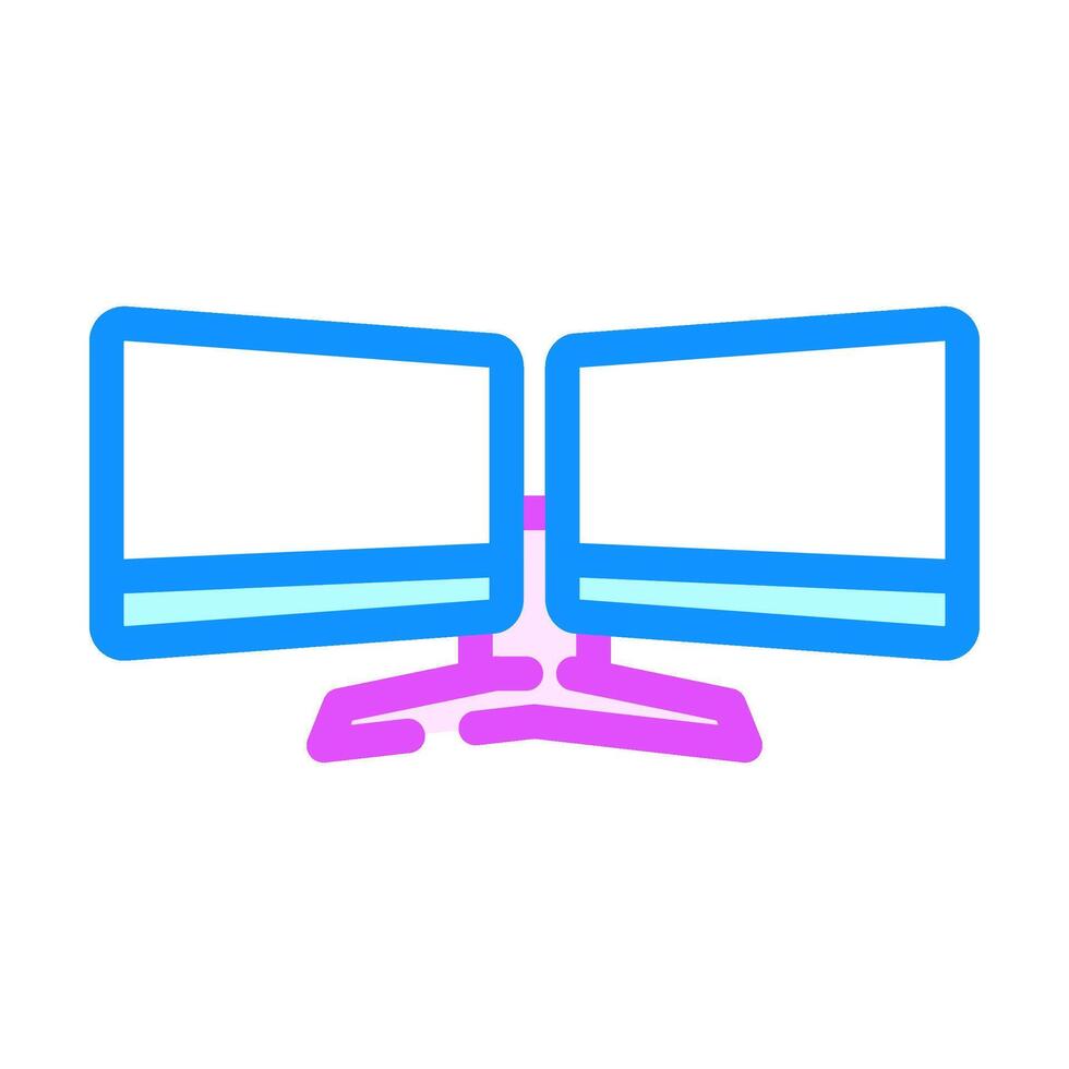 dual monitor setup gaming pc color icon illustration vector