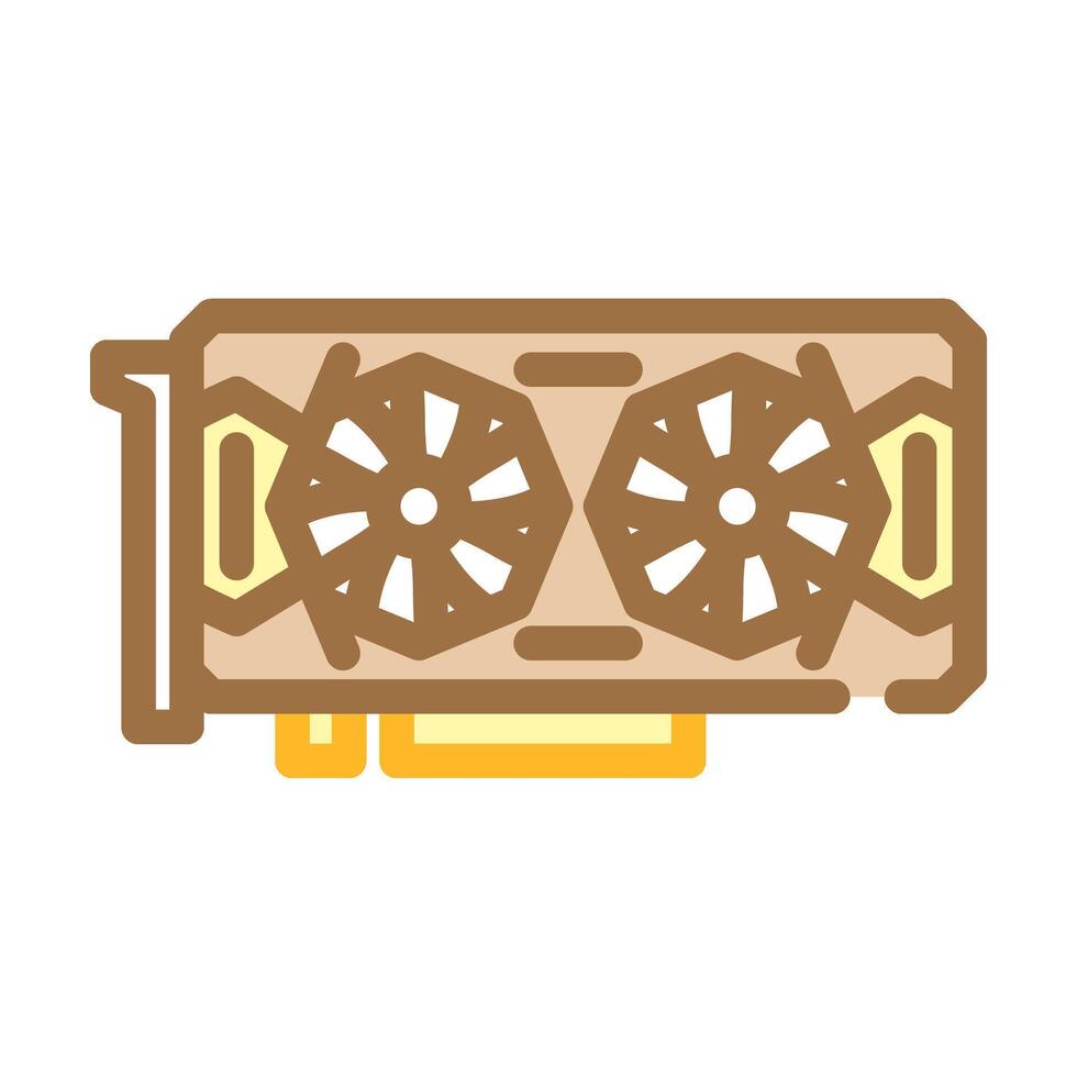 high performance graphics card gaming pc color icon illustration vector