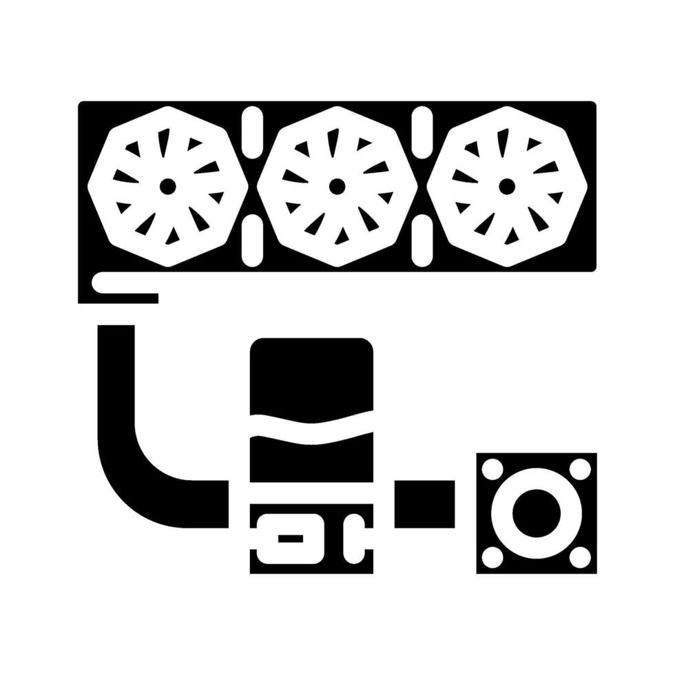 liquid cooling system gaming pc glyph icon illustration vector