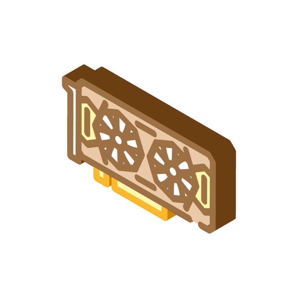 high performance graphics card gaming pc isometric icon illustration vector