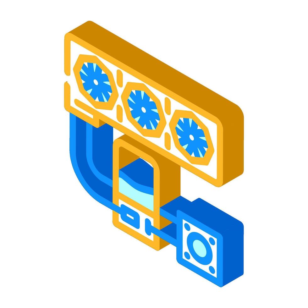 liquid cooling system gaming pc isometric icon illustration vector