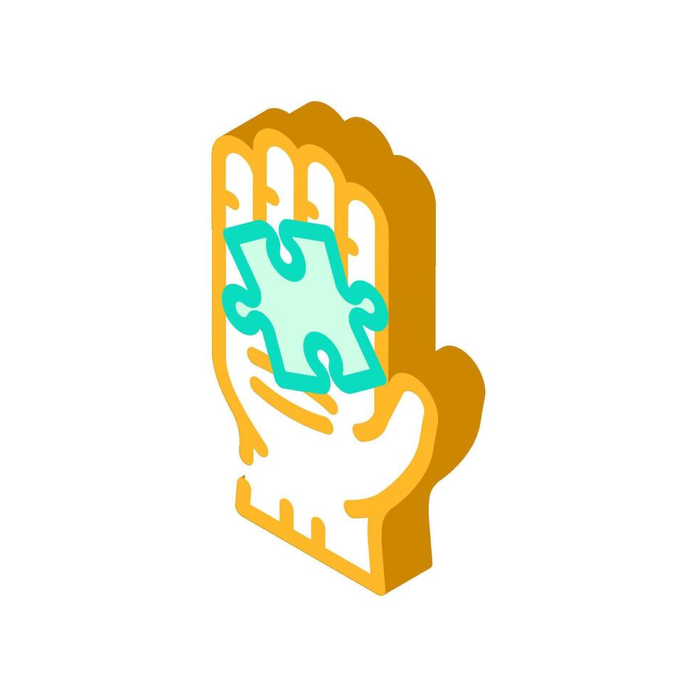 puzzle hand jigsaw isometric icon illustration vector