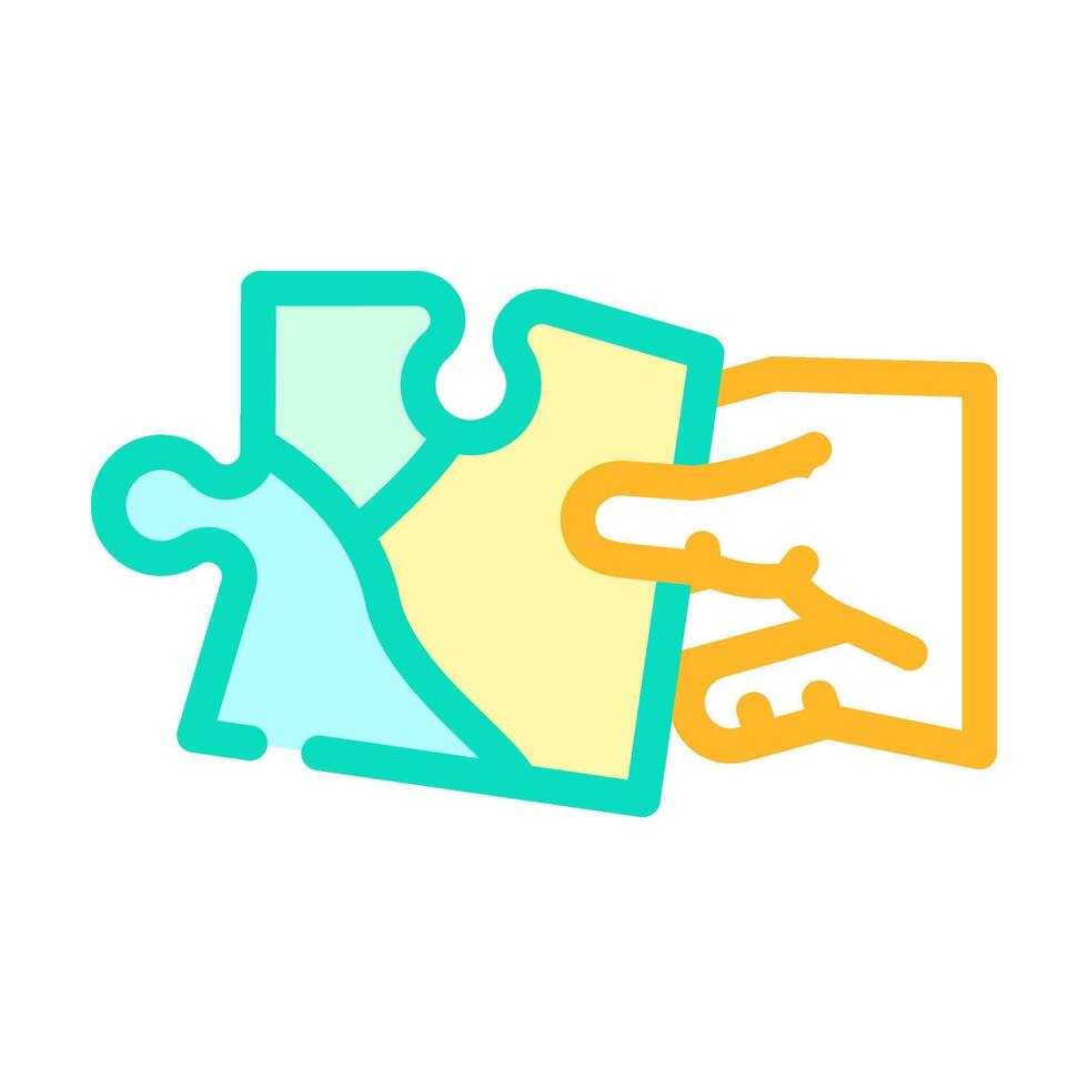 jigsaw puzzle hand color icon illustration vector