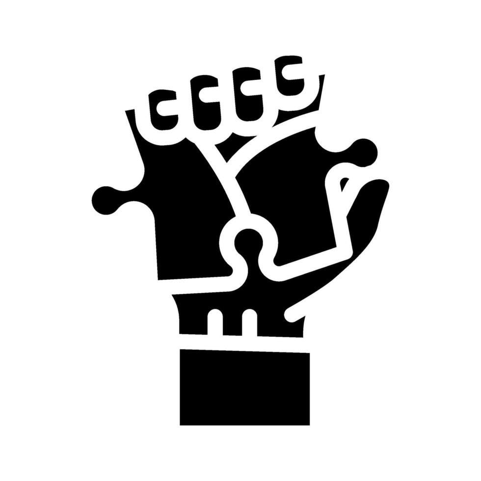 jigsaw hand puzzle glyph icon illustration vector