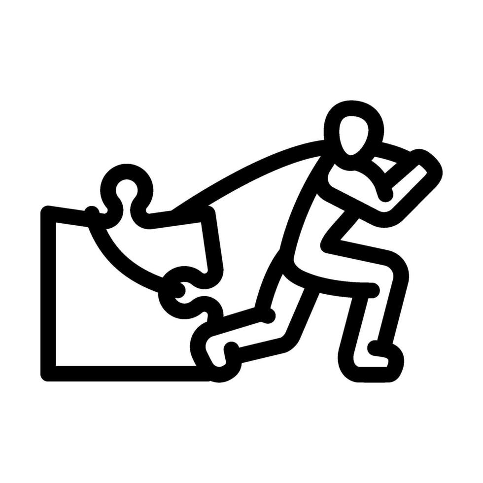 human jigsaw puzzle line icon illustration vector