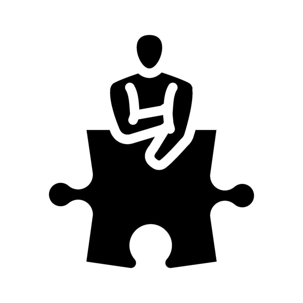 human puzzle jigsaw glyph icon illustration vector