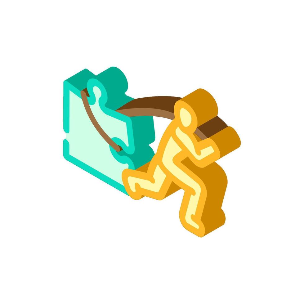 human jigsaw puzzle isometric icon illustration vector
