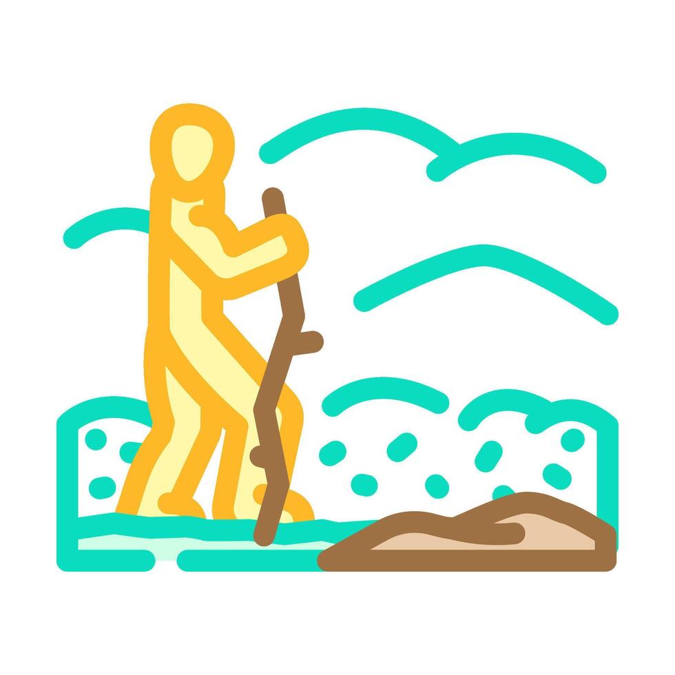 hiking nature trails spring color icon illustration vector