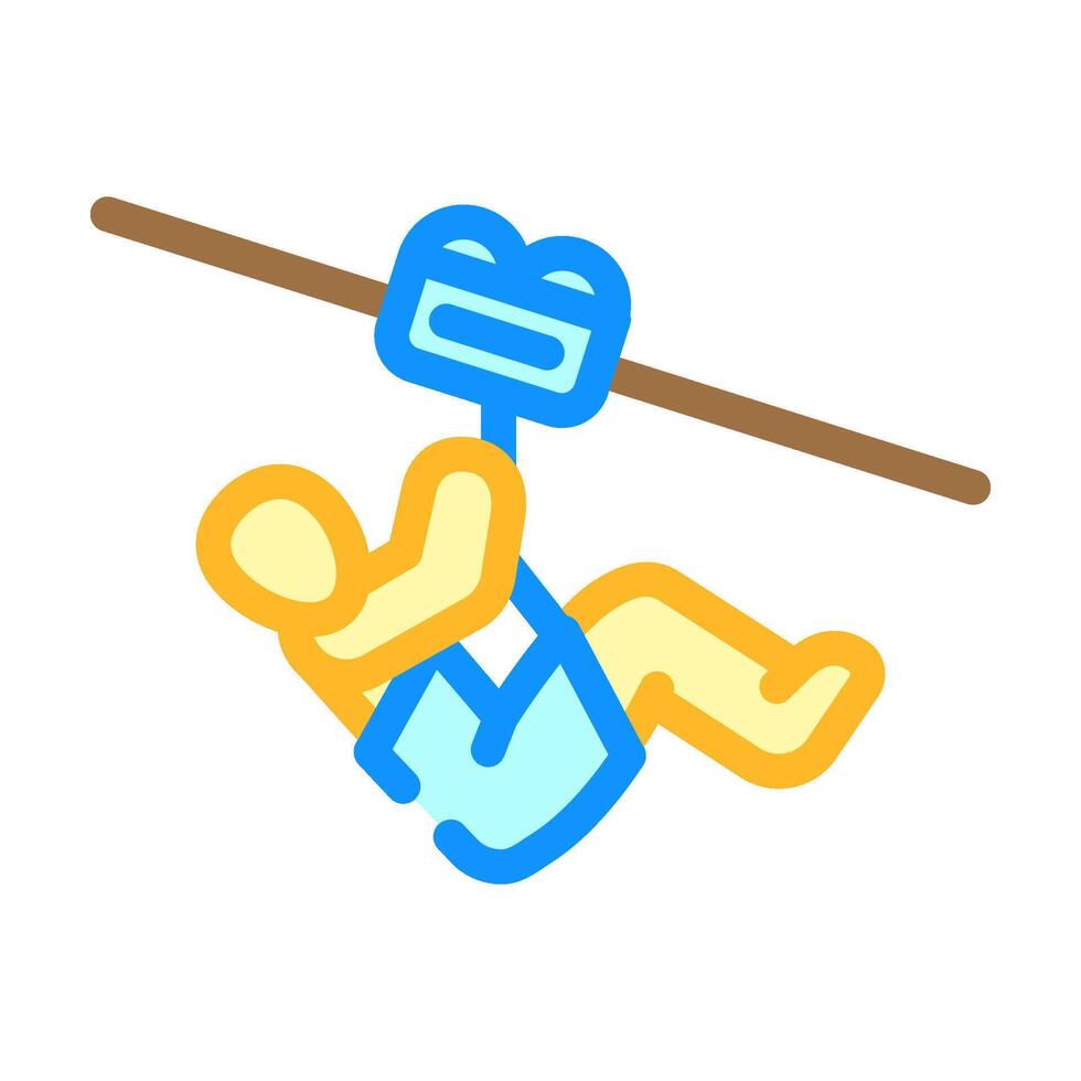 zip lining summer spend time color icon illustration vector