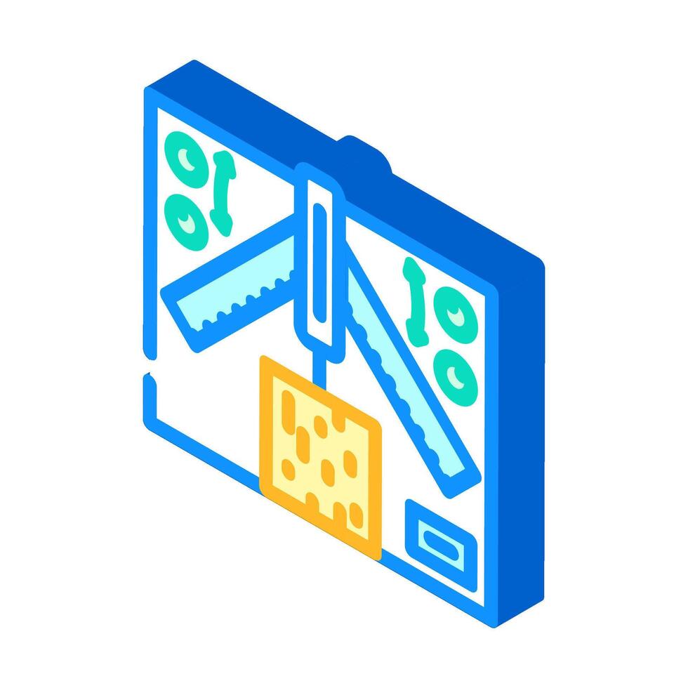 precision wood cutting framing isometric icon illustration vector