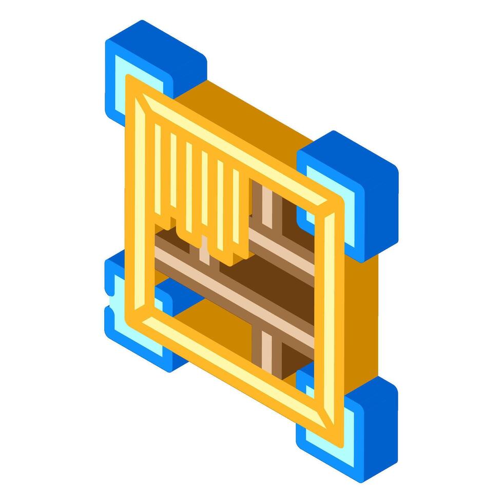 floor joists wood frame house isometric icon illustration vector