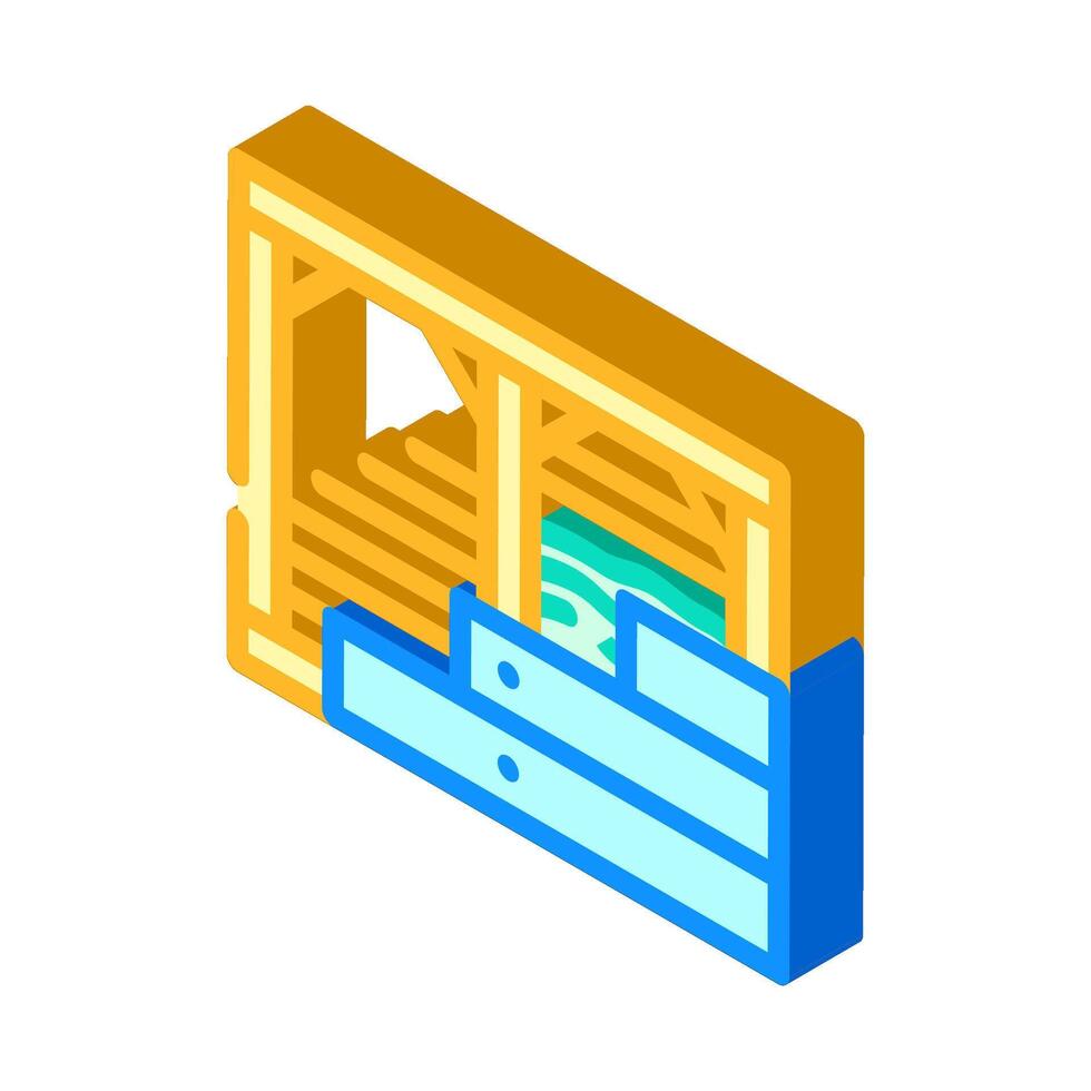 building frame walls wood frame house isometric icon illustration vector