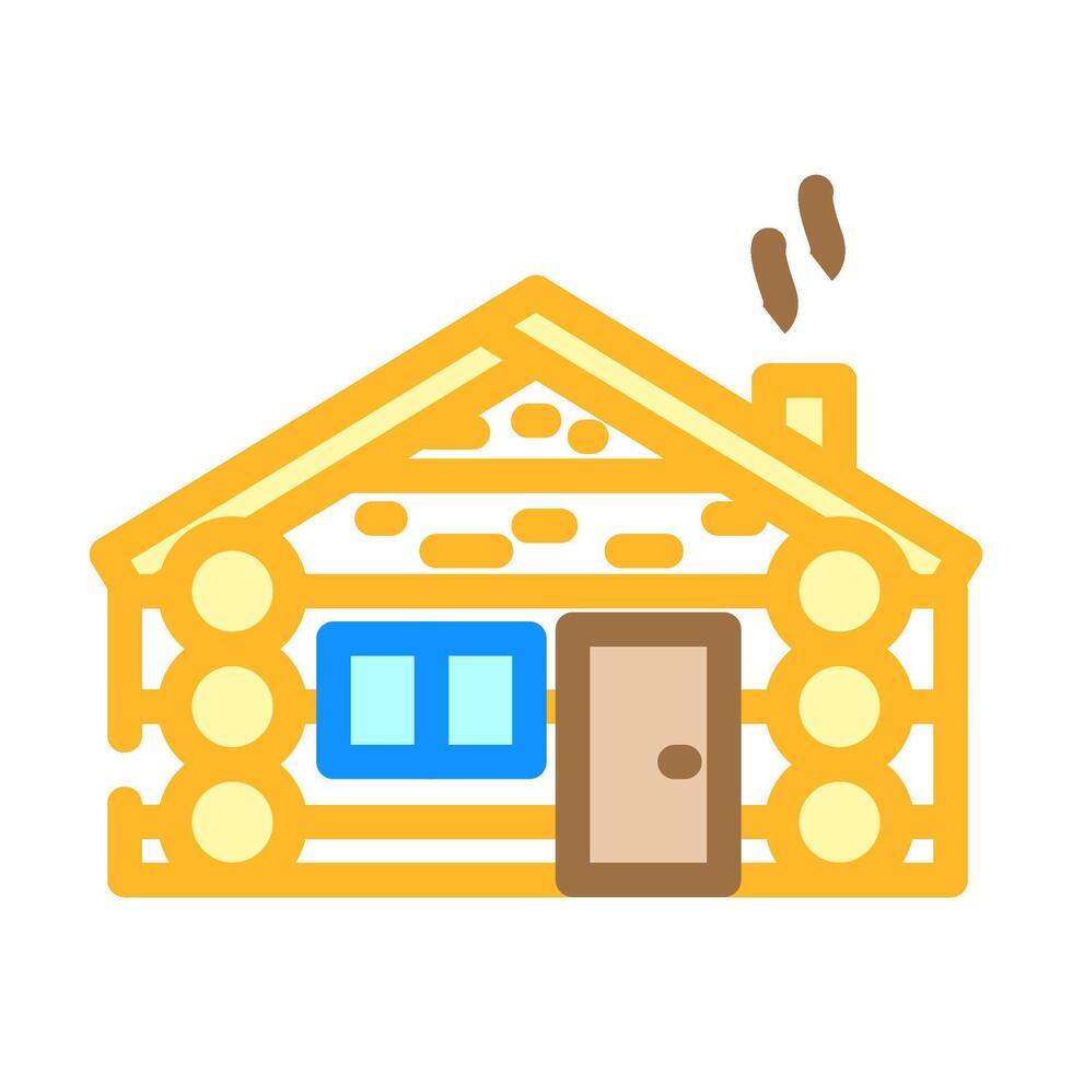 rustic log cabin wooden color icon illustration vector