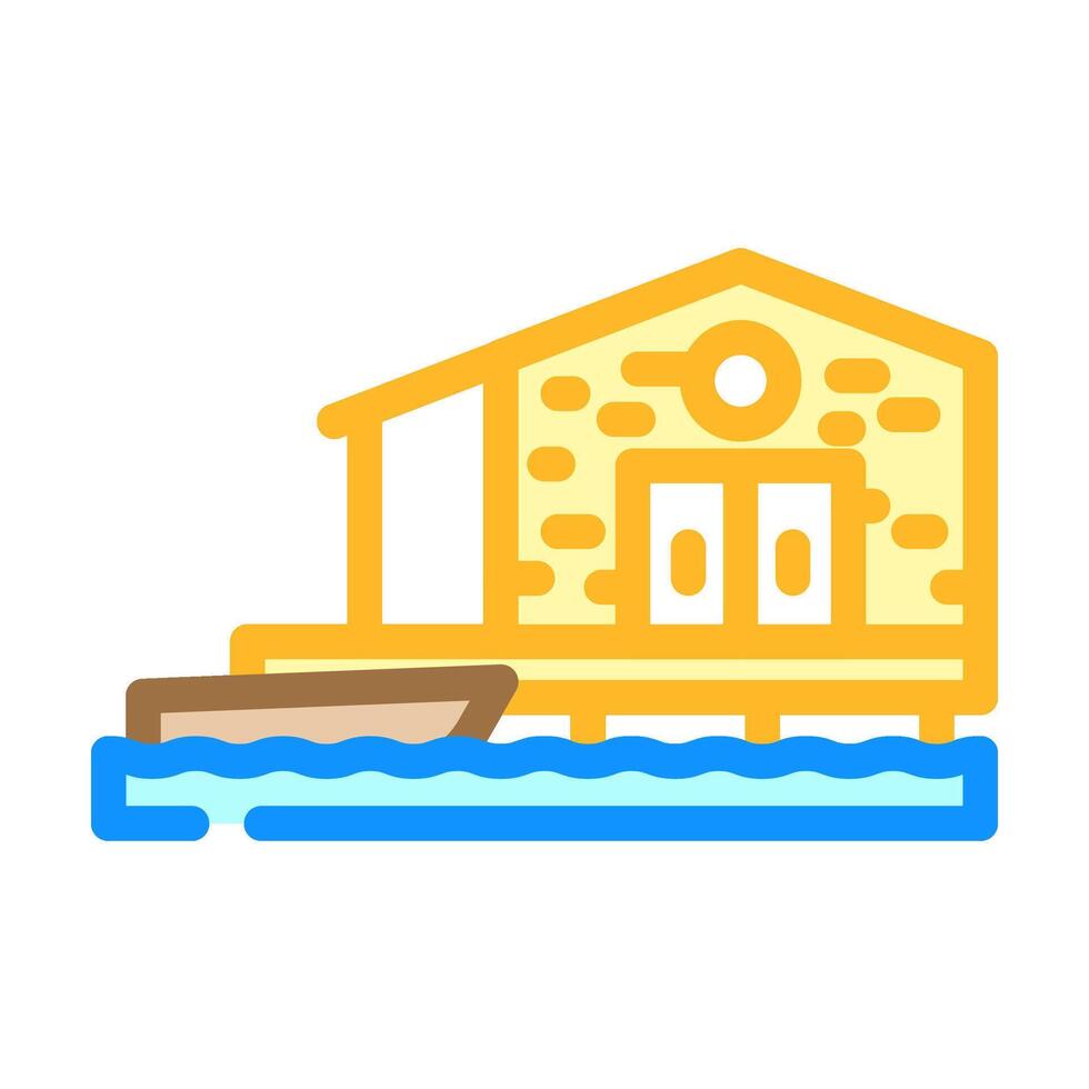fishing cabin wooden color icon illustration vector
