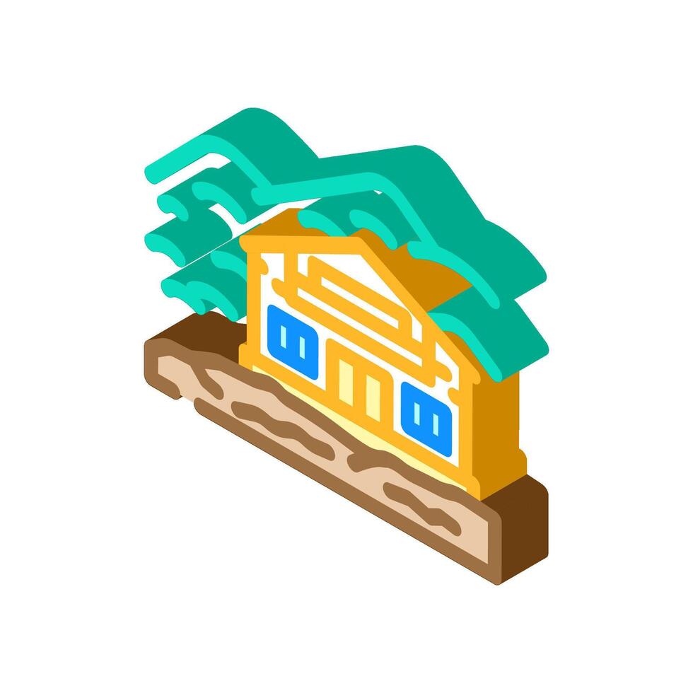mountain cabin wooden isometric icon illustration vector