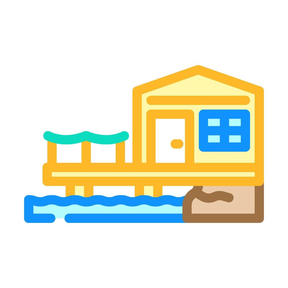 lakeside cabin wooden color icon illustration vector
