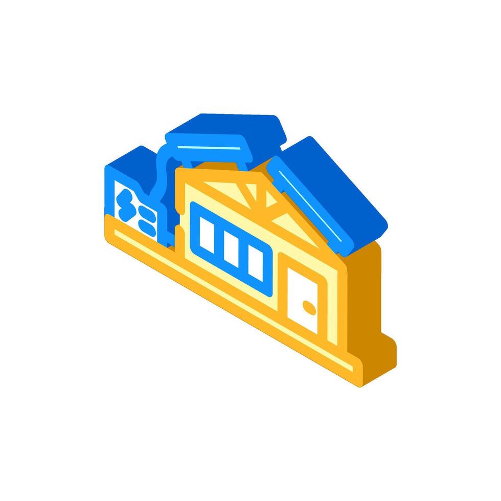 off grid cabin wooden isometric icon illustration vector