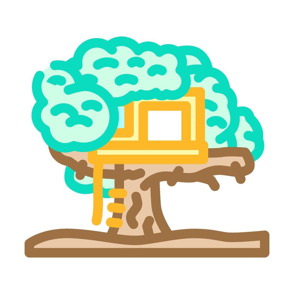 treehouse cabin wooden color icon illustration vector