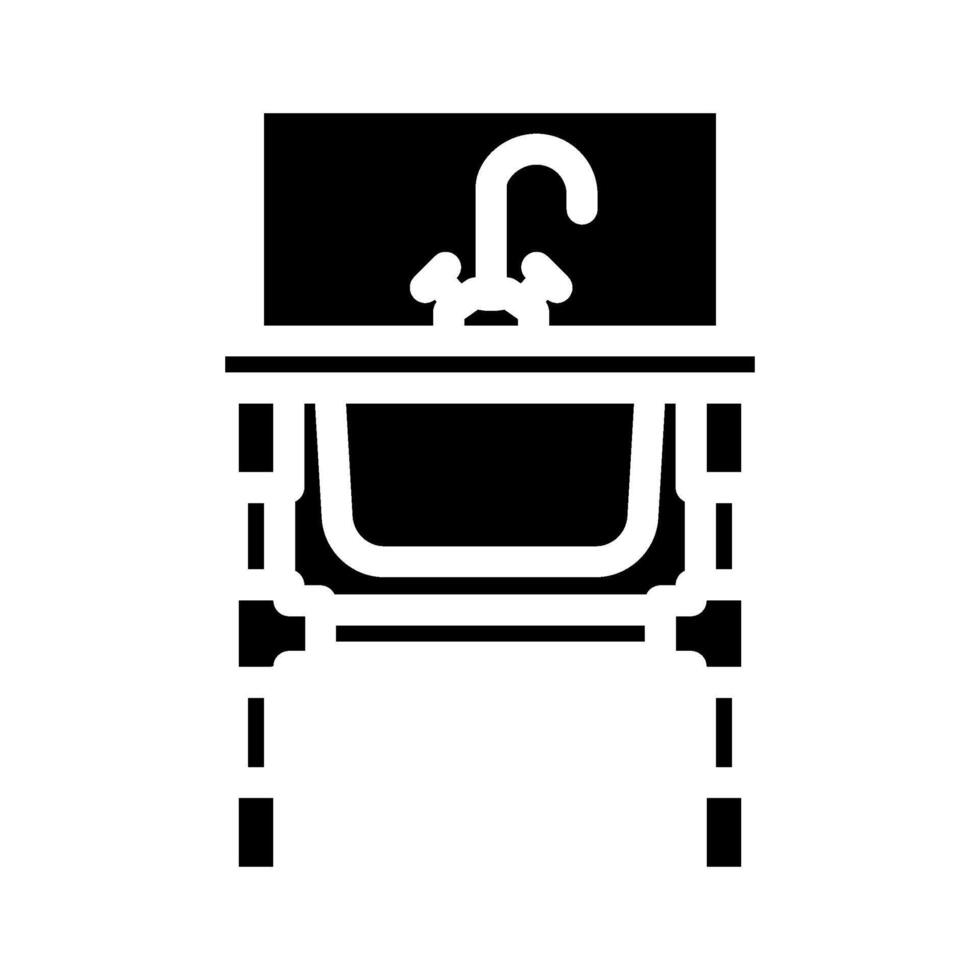 stainless steel sink glyph icon illustration vector