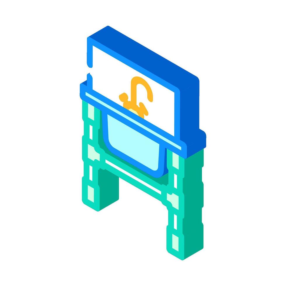 stainless steel sink isometric icon illustration vector