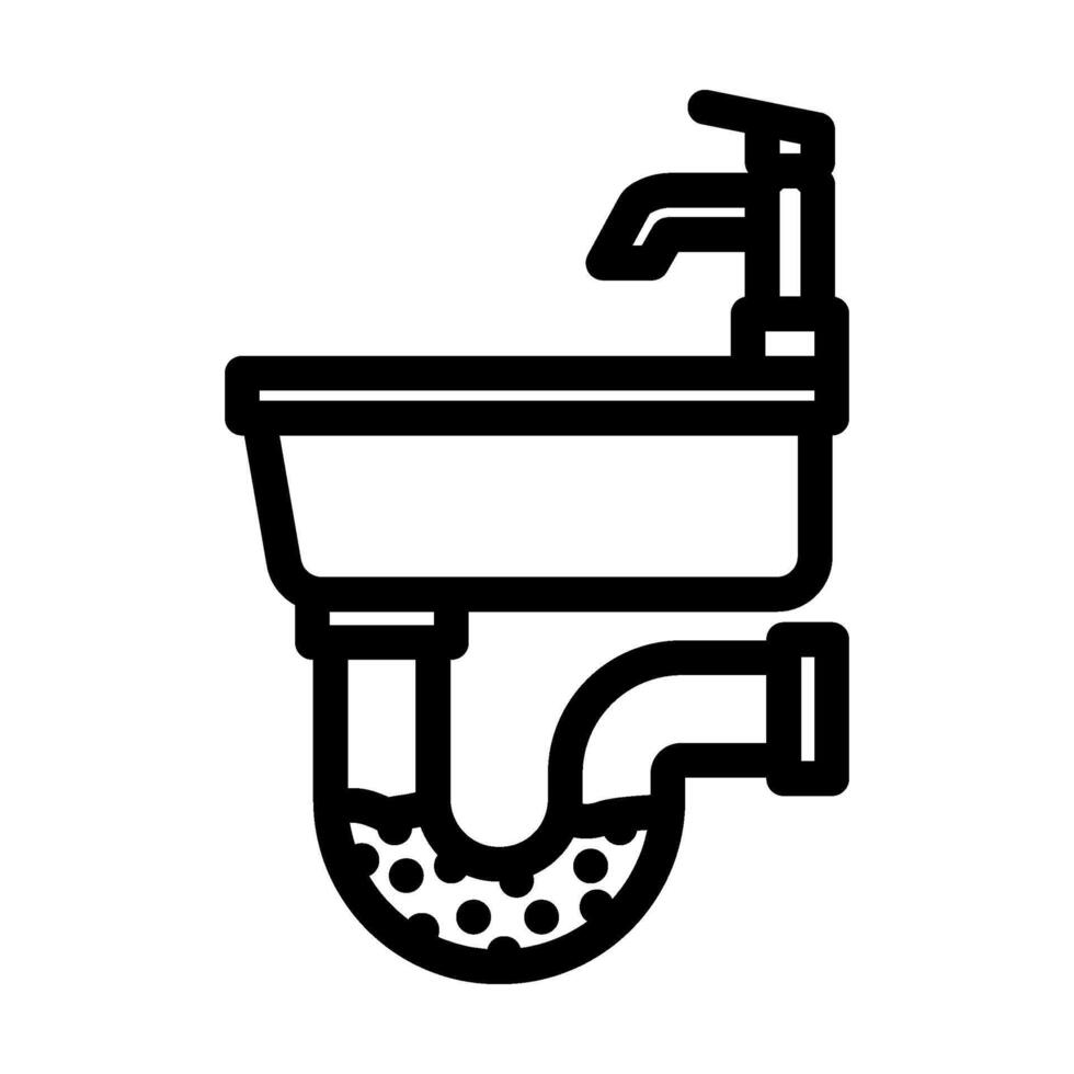clogged sink line icon illustration vector