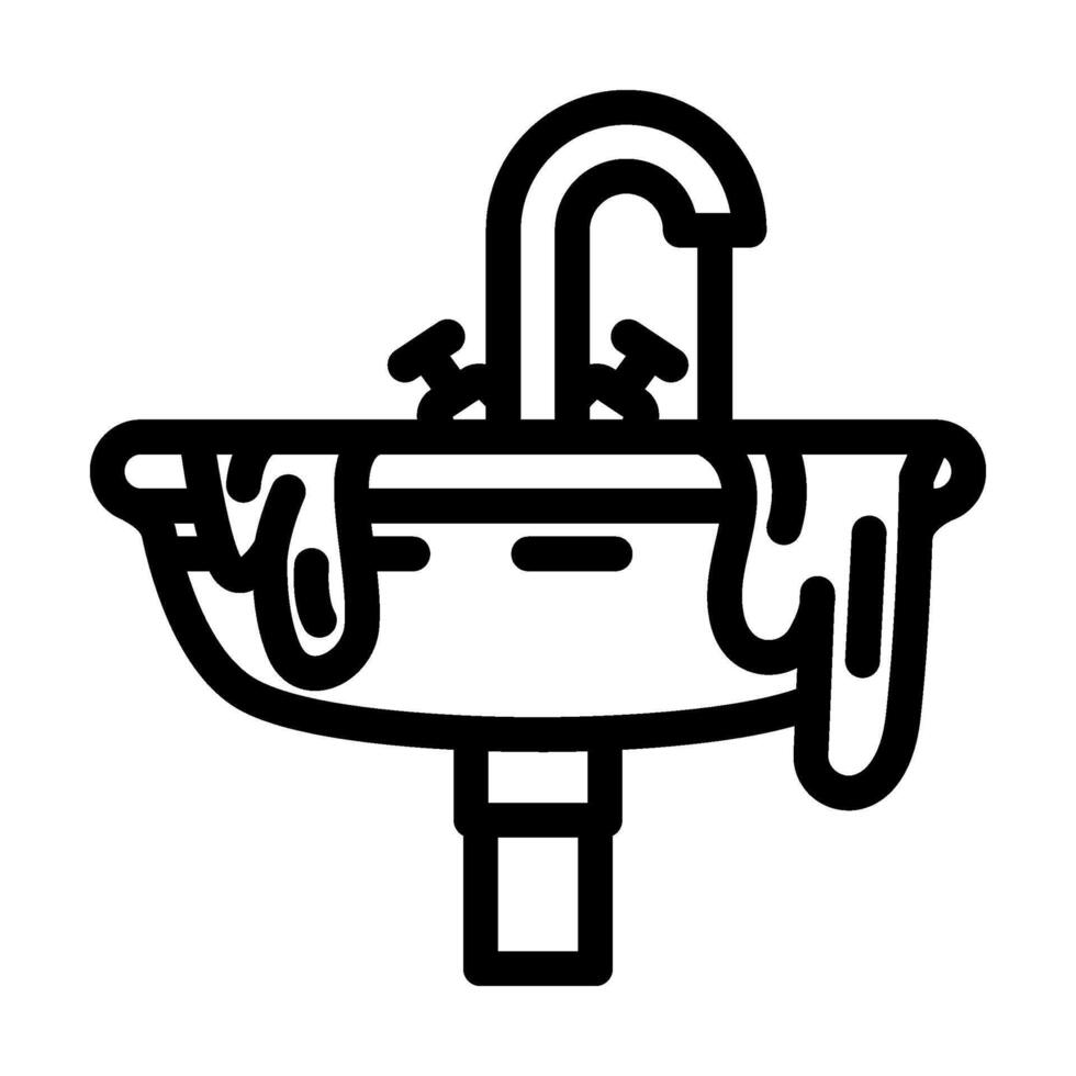 overflowing sink line icon illustration vector