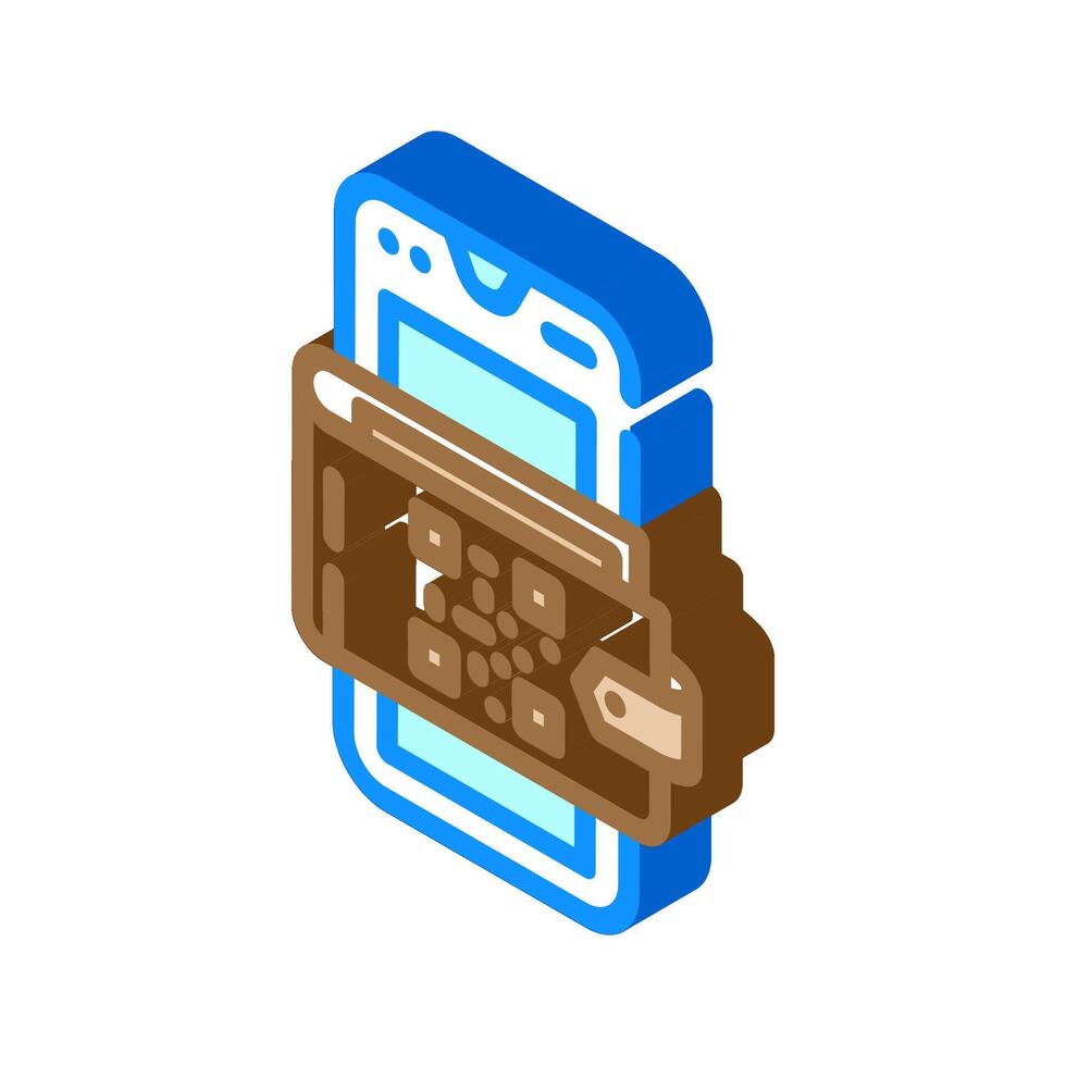 smartphone wallet qr code fintech isometric icon illustration vector