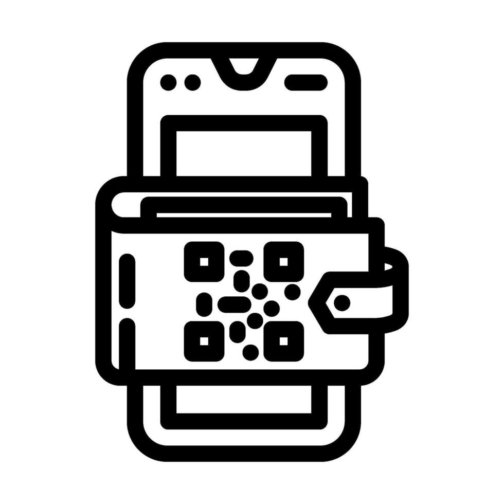 smartphone wallet qr code fintech line icon illustration vector