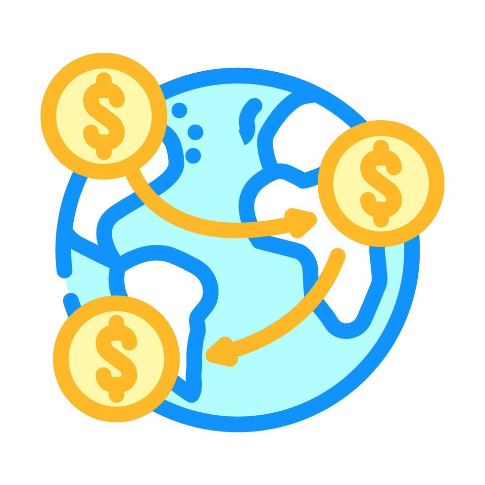 instant cross border payments fintech color icon illustration vector