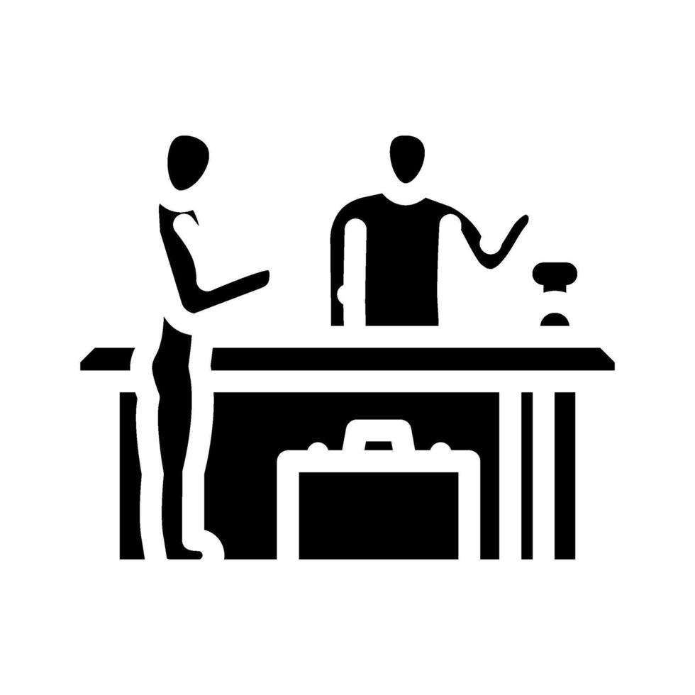 guest check in hospitality hotel glyph icon illustration vector