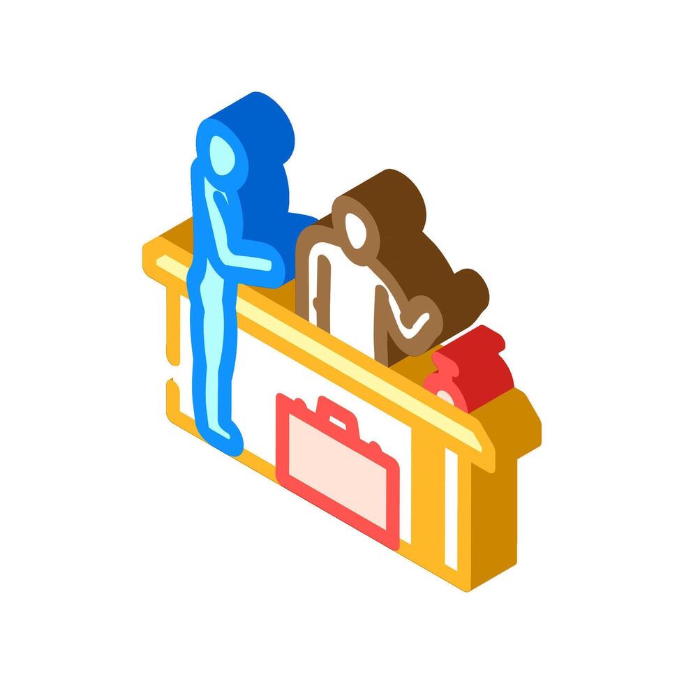 guest check in hospitality hotel isometric icon illustration vector
