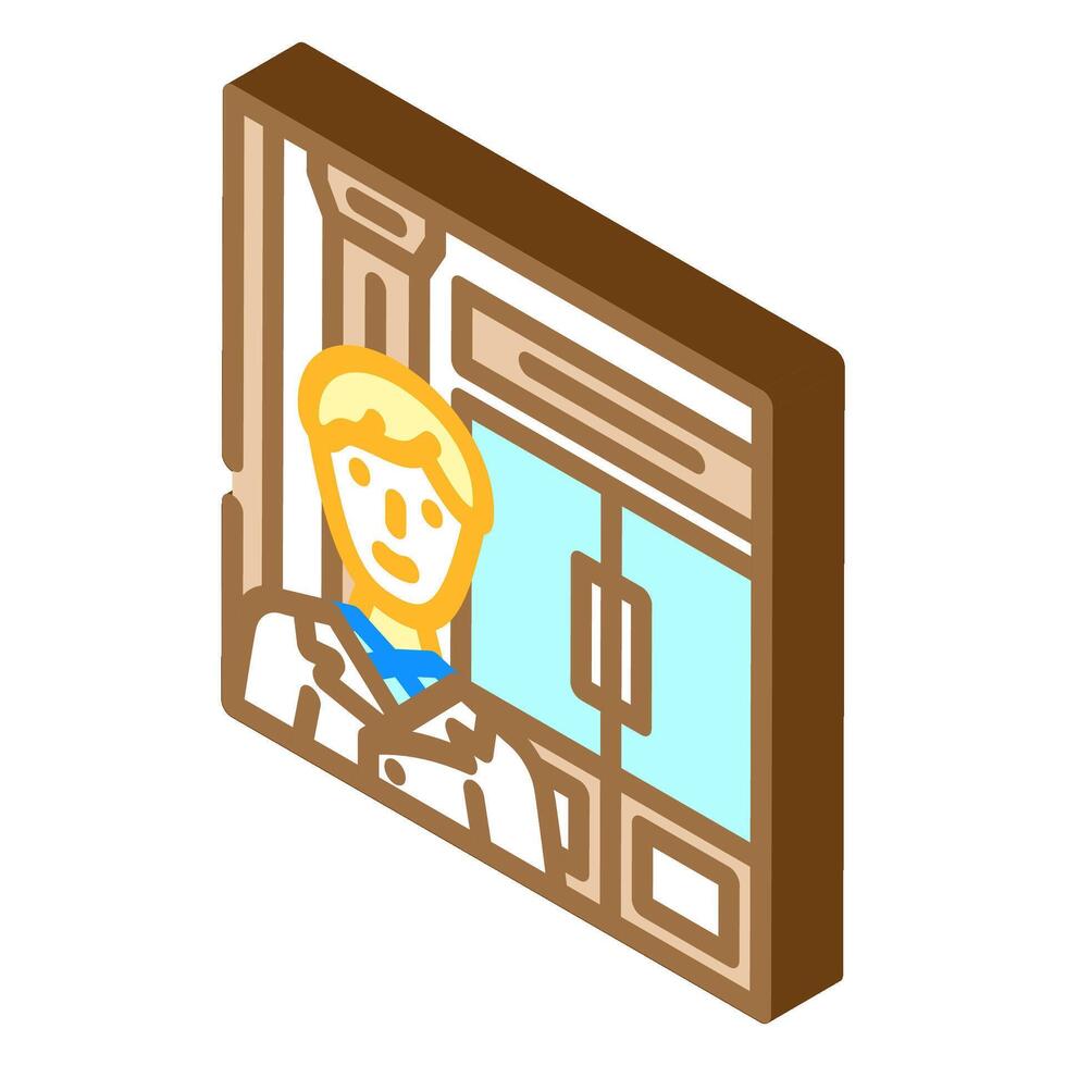 doorman hospitality hotel isometric icon illustration vector