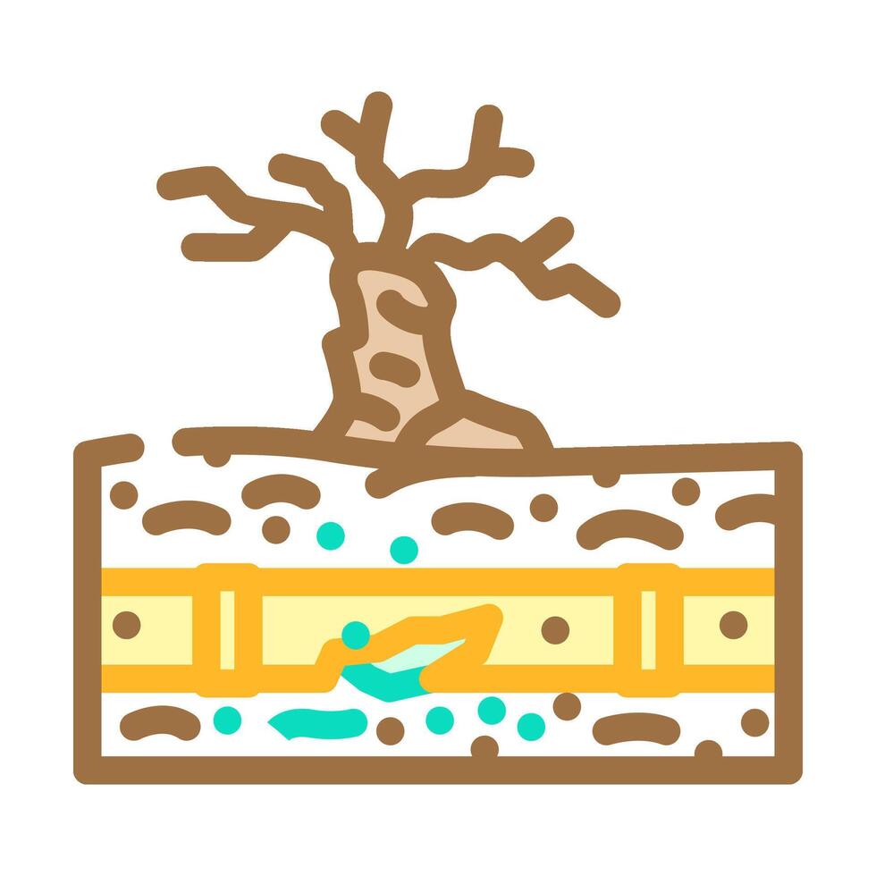sick tree near leak chemical pollution color icon illustration vector