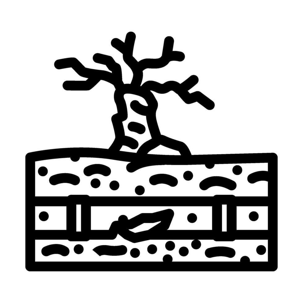 sick tree near leak chemical pollution line icon illustration vector