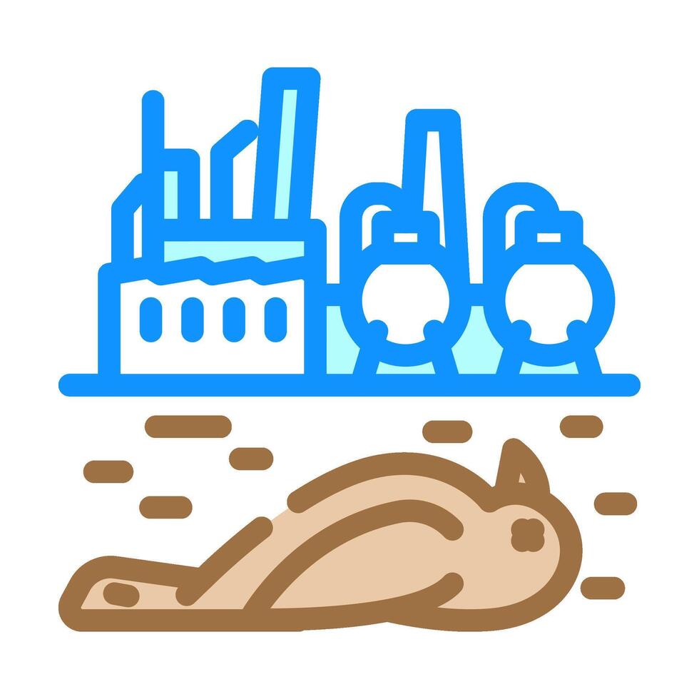 dead birds near factory chemical pollution color icon illustration vector