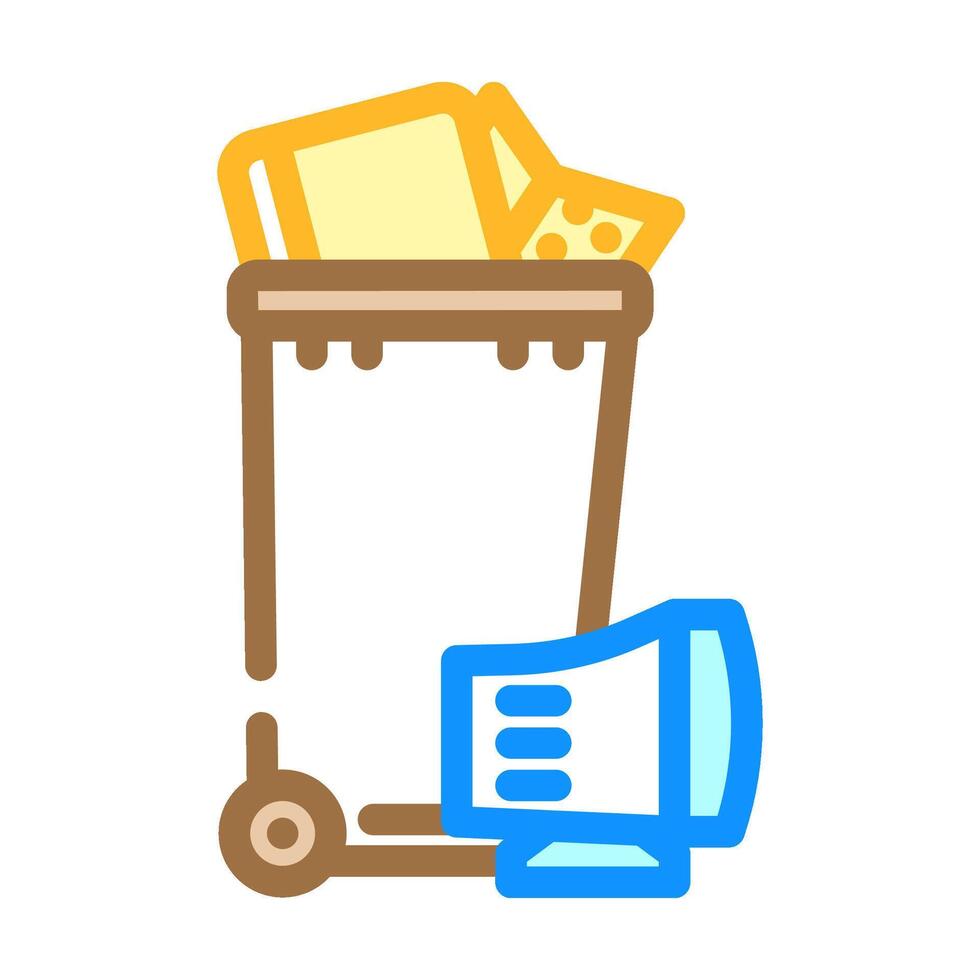 discarded laptops monitors e waste pollution color icon illustration vector