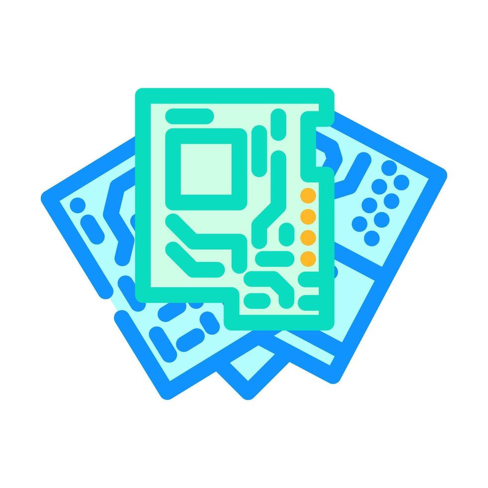 circuit boards piles e waste pollution color icon illustration vector