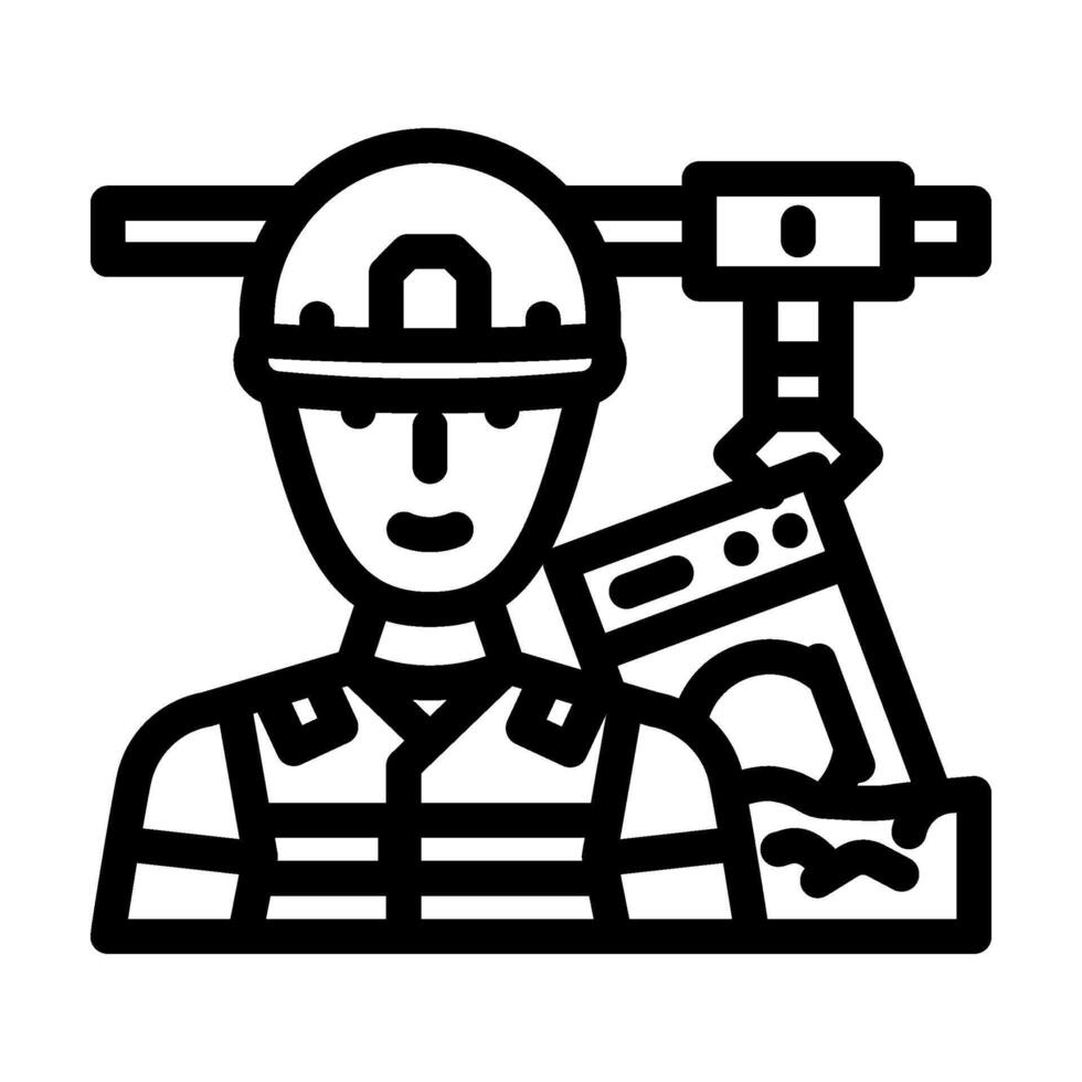 landfill workers handling e waste pollution line icon illustration vector