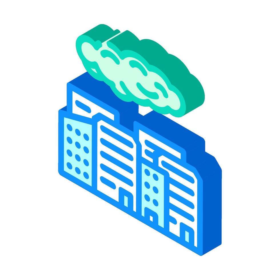 dangerous glowing cloud over city radioactive pollution isometric icon illustration vector