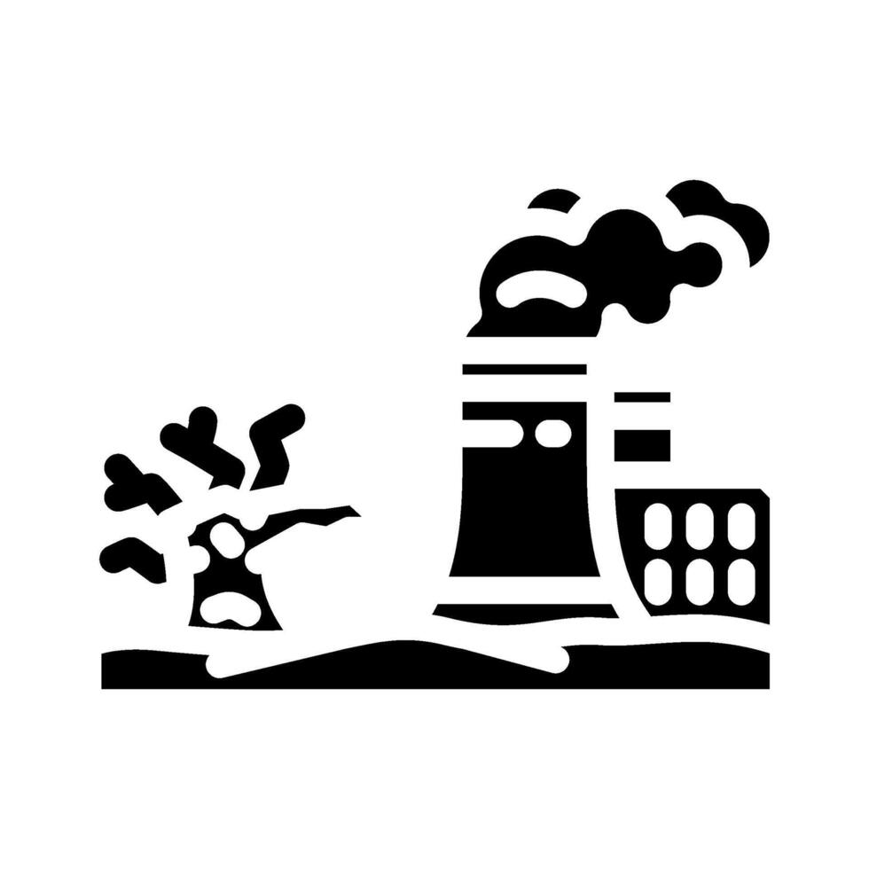 dead plants near site radioactive pollution glyph icon illustration vector