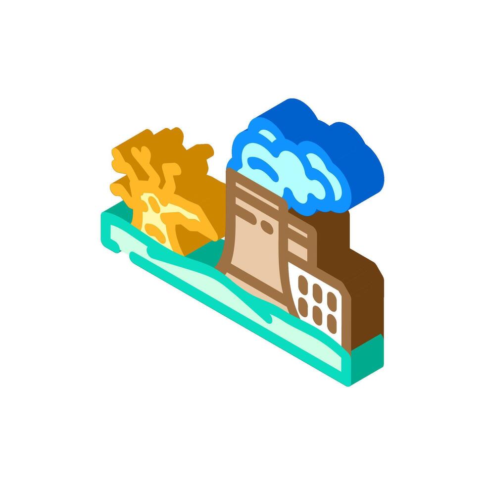 dead plants near site radioactive pollution isometric icon illustration vector