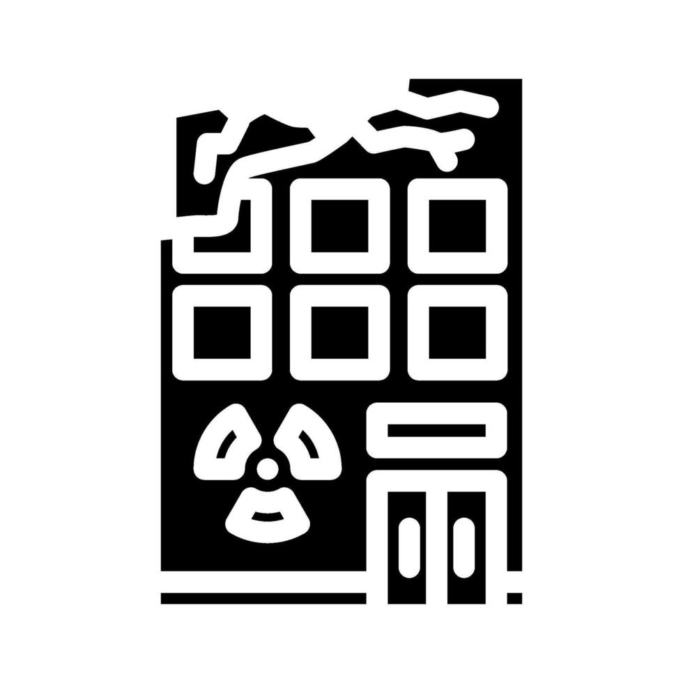 radiation warning on abandoned building radioactive pollution glyph icon illustration vector
