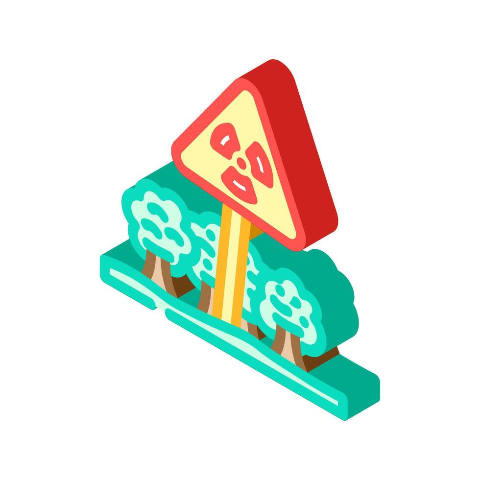 warning zone radioactive pollution isometric icon illustration vector