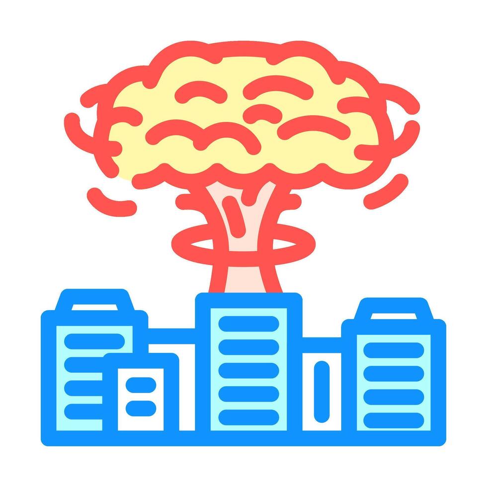 fallout on city skyline radioactive pollution color icon illustration vector