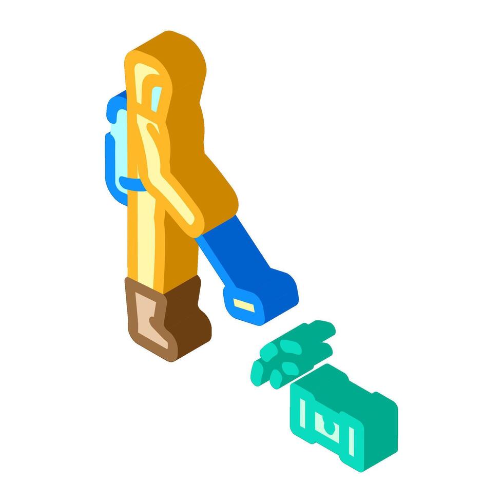 person holding geiger counter contaminated zone isometric icon illustration vector